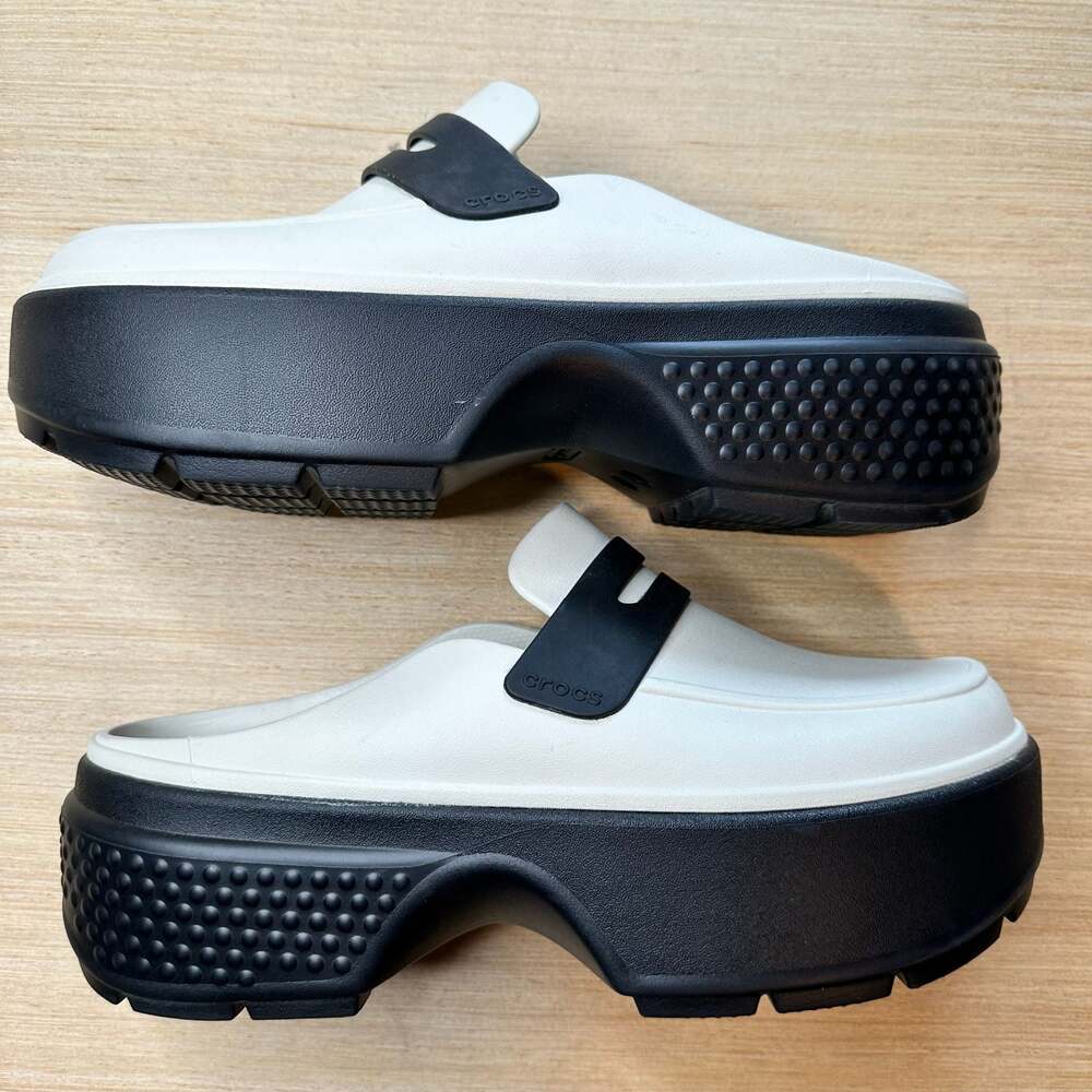 RARE Iconic confort Crocs Stomp Loafer in Linen/Black size 12 - Picture 5 of 7